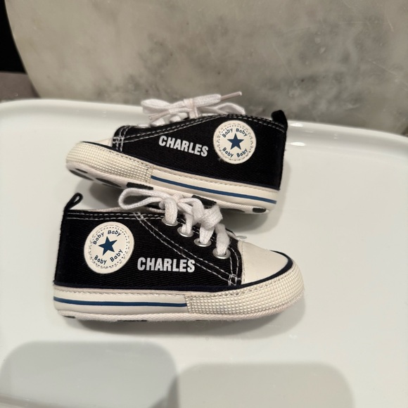 NWT- Our Baby Bakery Baby Black High-Top Custom Sneakers  “CHARLES” - Picture 2 of 8